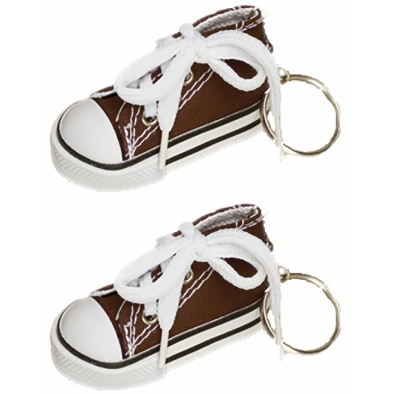 Sachet de 2 porte-clés Baskets 7,5cm en tissu, Chocolat