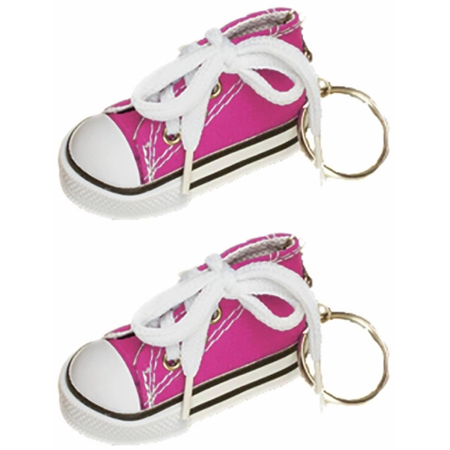Sachet de 2 porte-clés Baskets 7,5cm en tissu, Fuchsia
