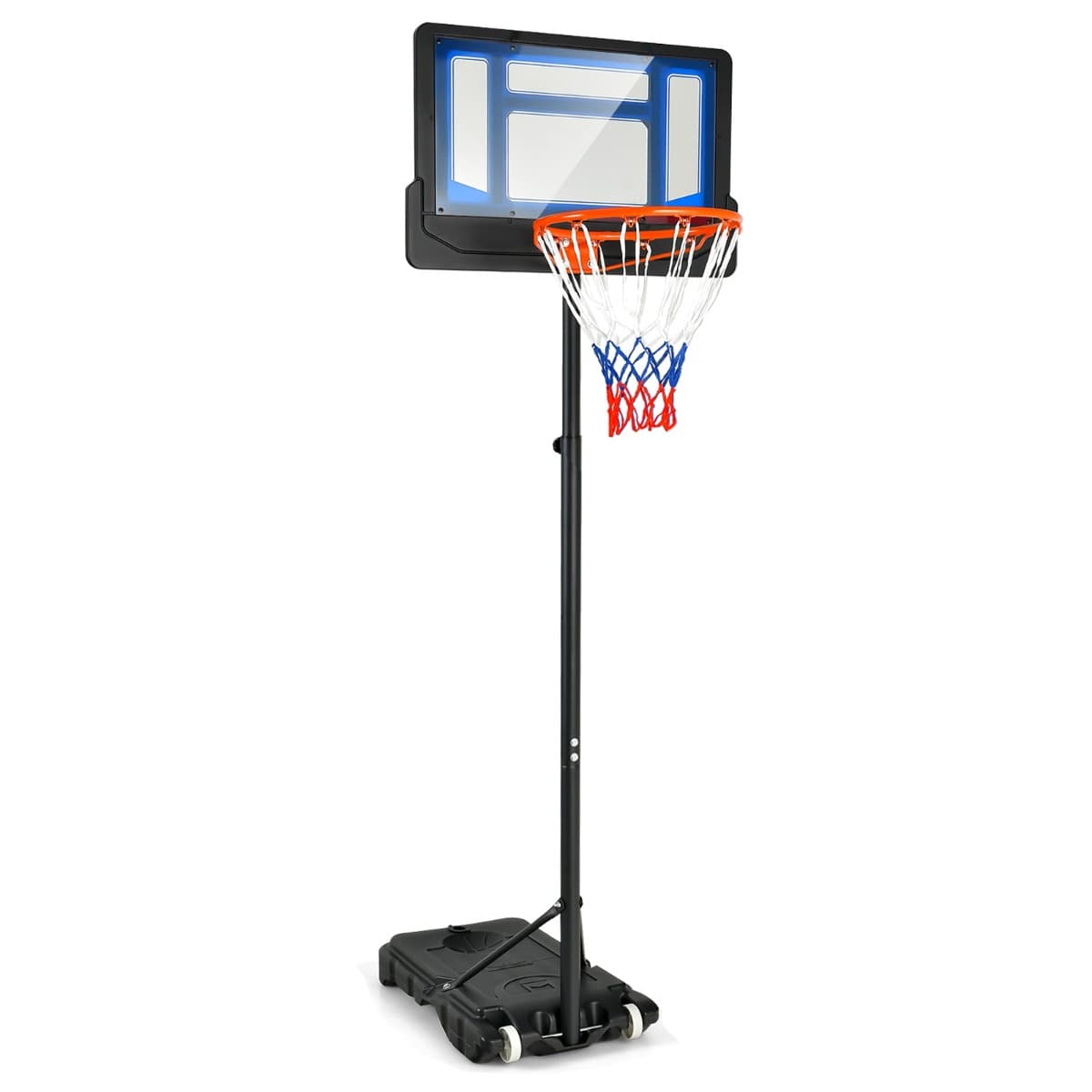 CostwayPanier de Basket pour Enfants Jouet de But de Basket Résistant aux Intempéries avec Hauteur Réglable de 132 à 250 CM Bleu