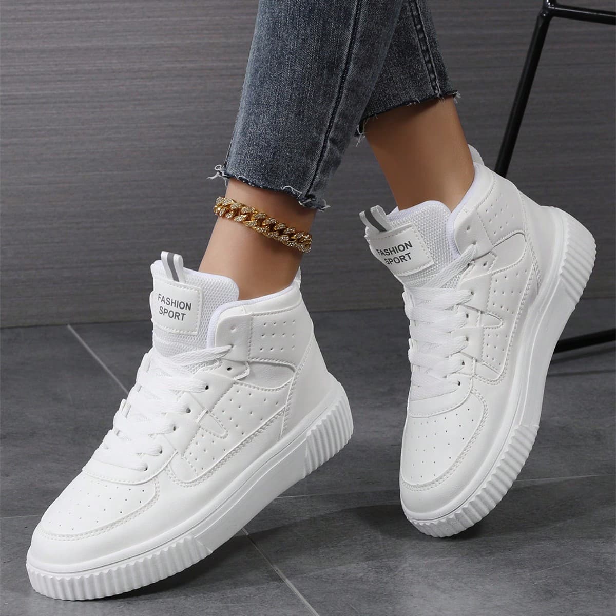 Chaussures de sport décontractées pour femmes, baskets confortables plates à lacets et semelle souple pour femmes, chaussures hautes légères Ã