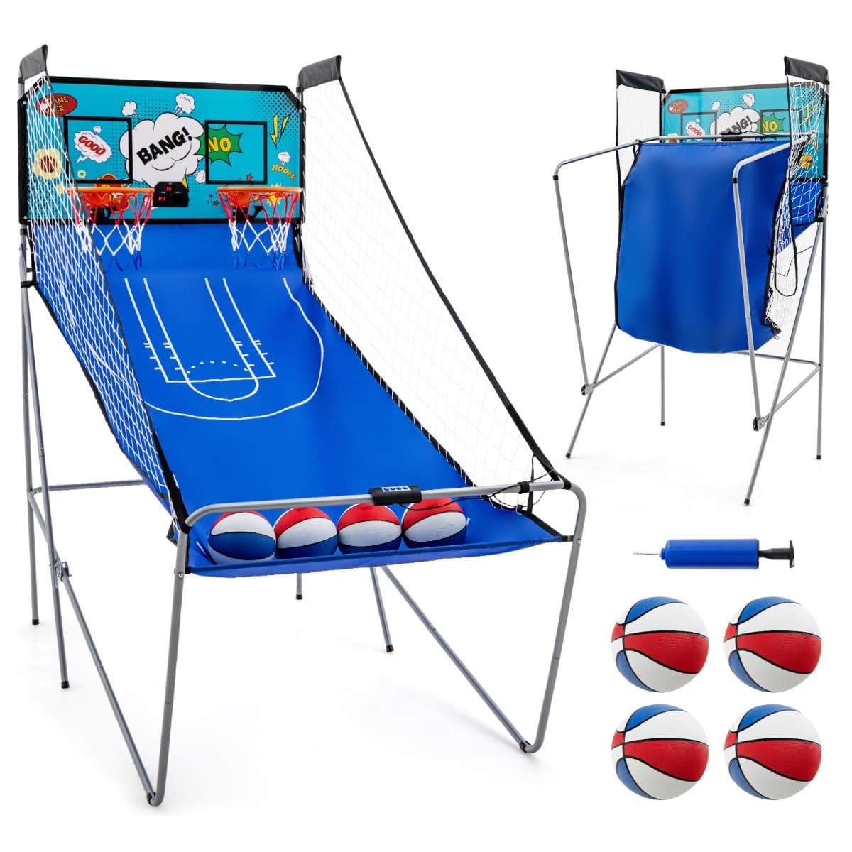 CostwayJeu D'arcade de Basket-ball à Double Tir avec 8 Modes de Jeu Vert